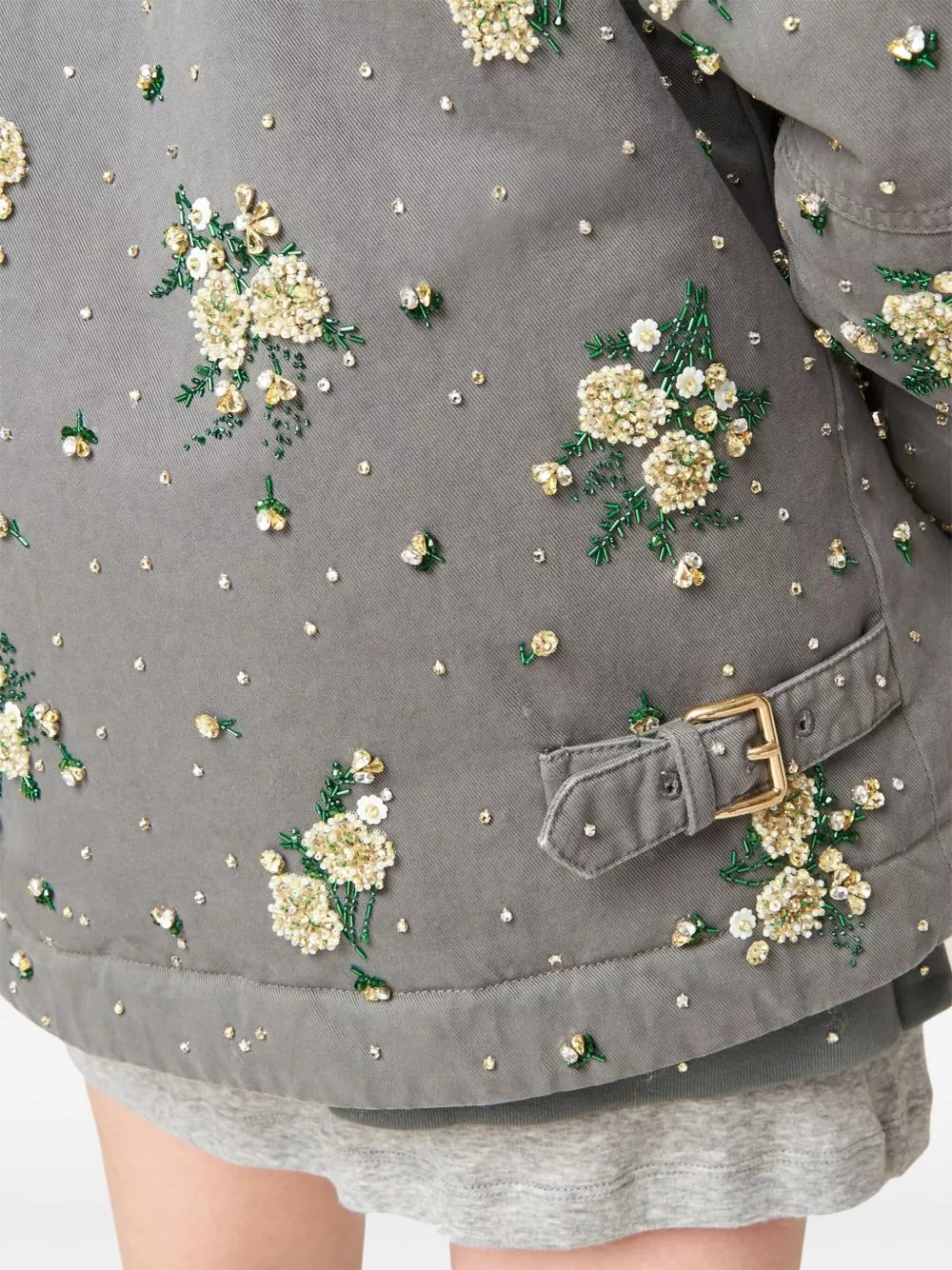 Fake Miu Miu floral-applique cotton shirt jacket Women 0129