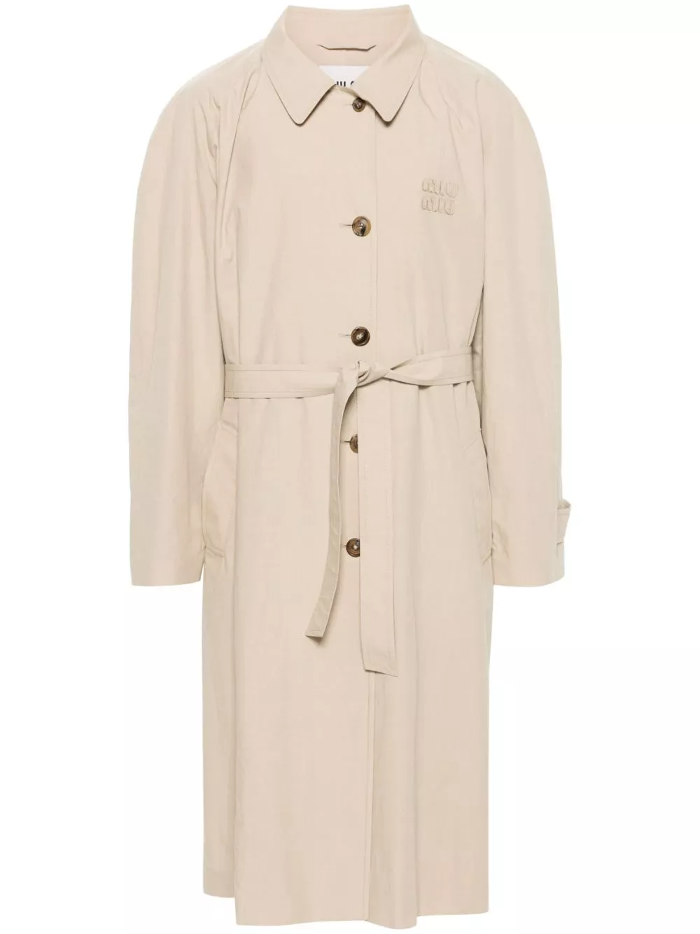 Fake Miu Miu logo-applique long coat Men 0113