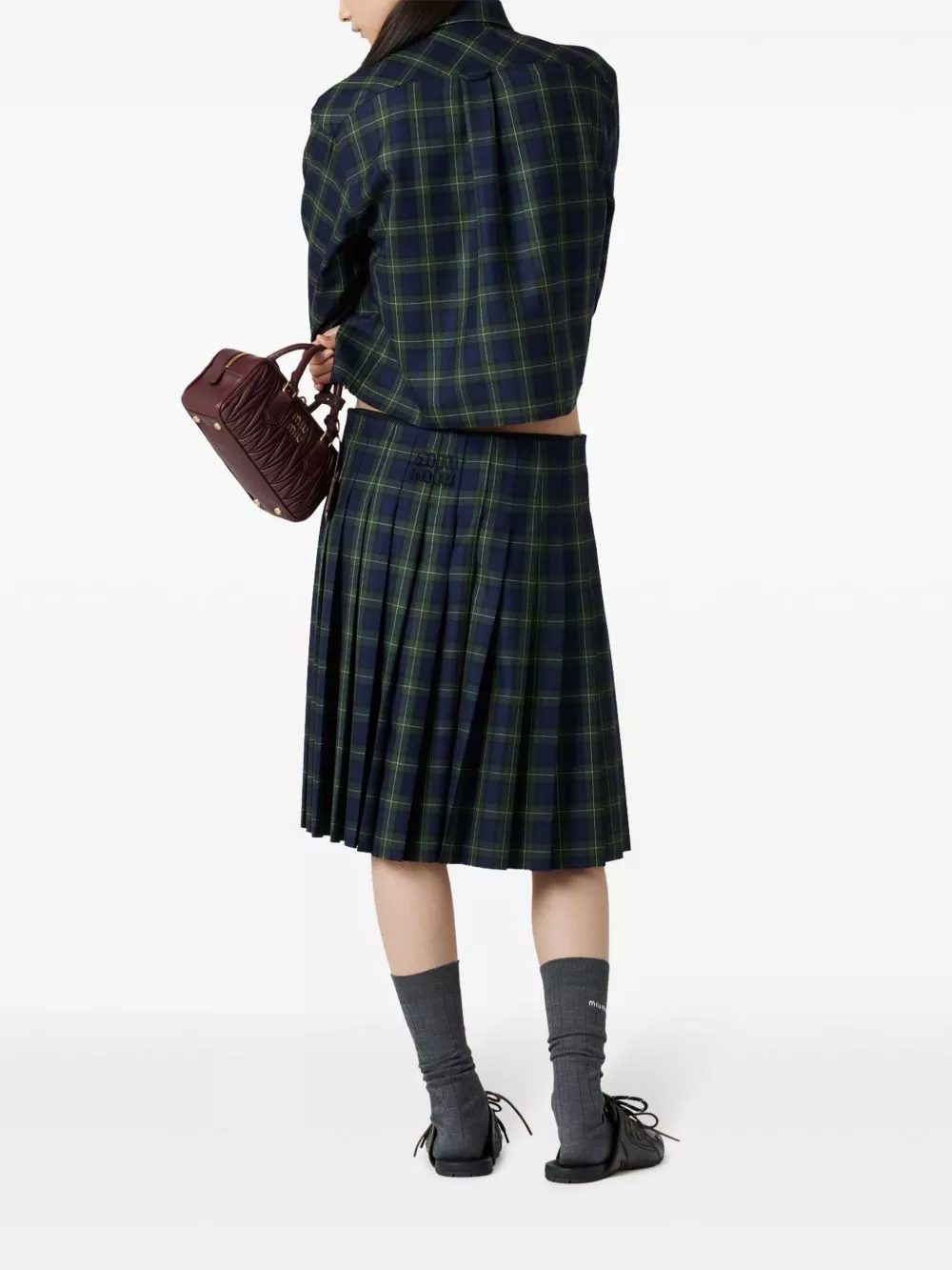 Fake Miu Miu pleated tartan skirt Women 0130