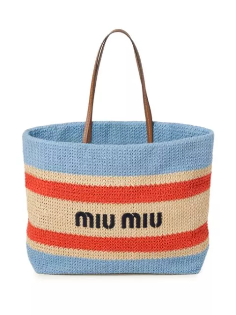 Miu Miu striped woven tote bag Women 0113