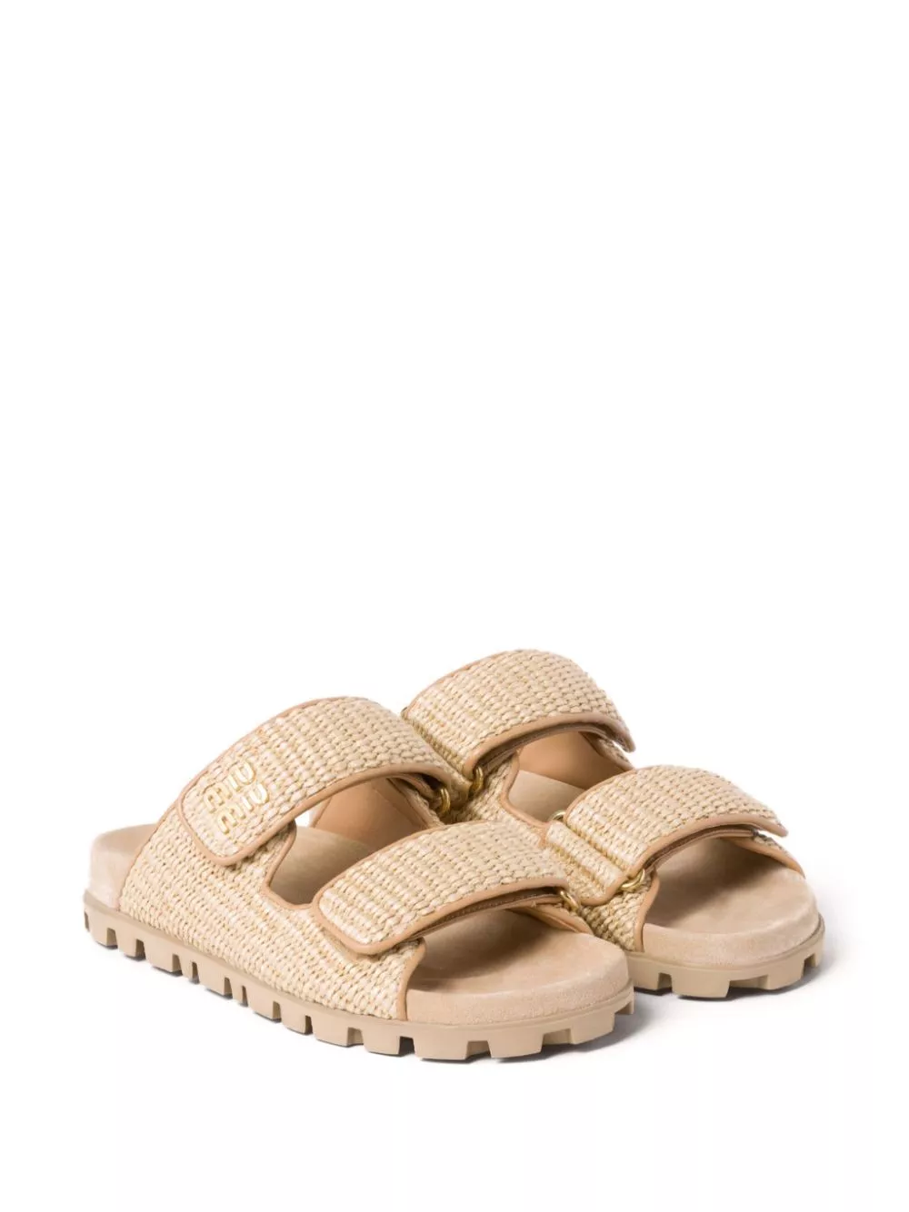 Fake Miu Miu touch-strap raffia sandals Women 0124