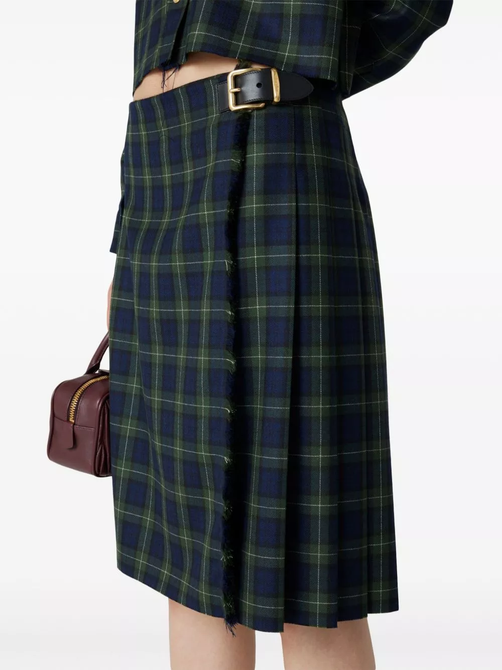 Fake Miu Miu pleated tartan skirt Women 0130