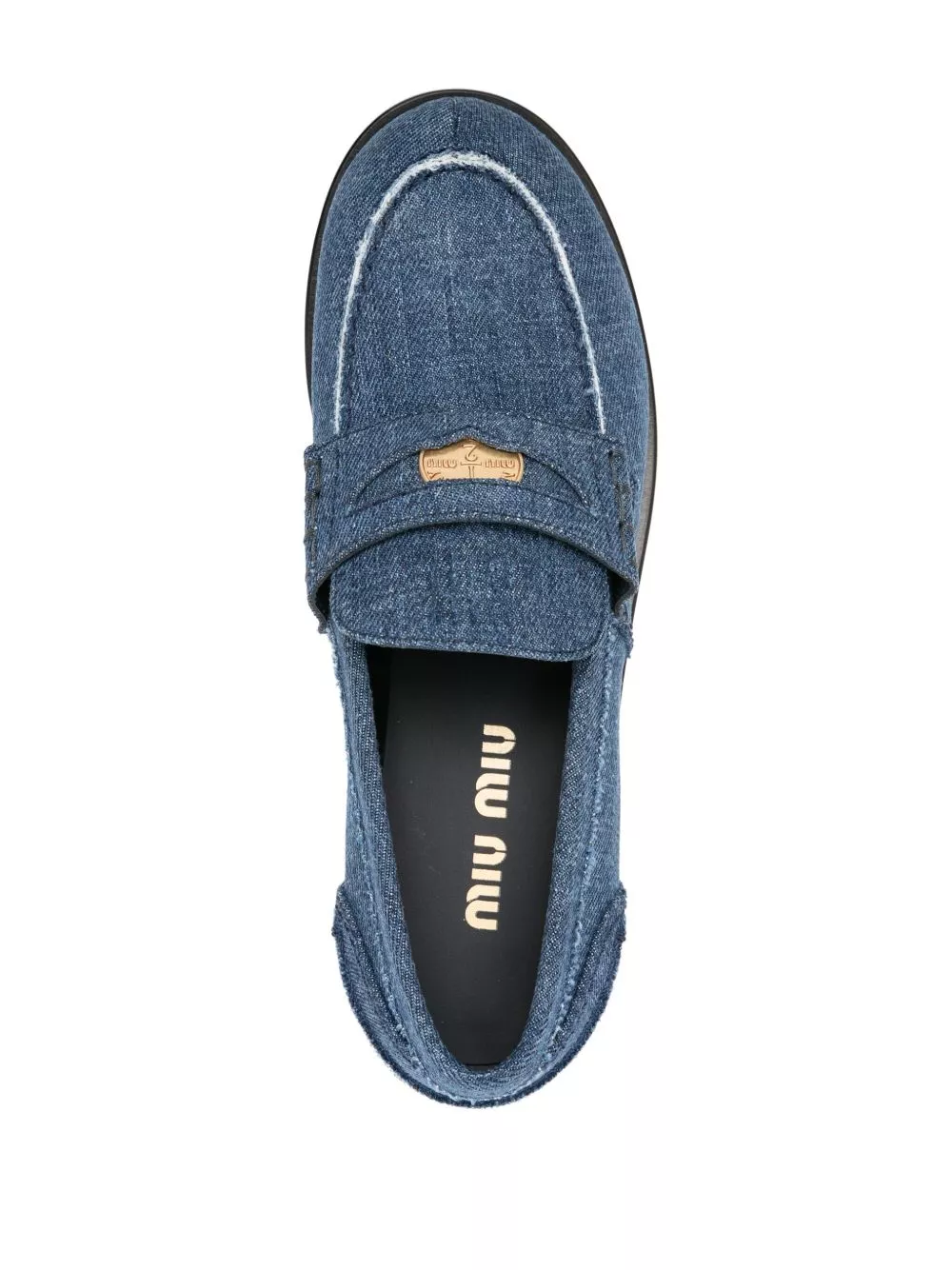 Cheap Miu Miu penny-detail denim loafers Women 0127