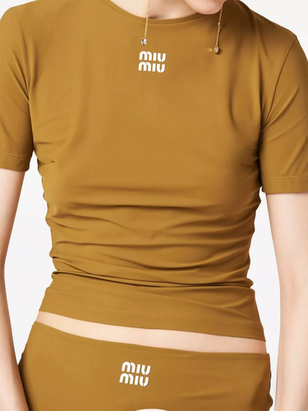 Rep Miu Miu logo-appliqued T-shirt Women 0122