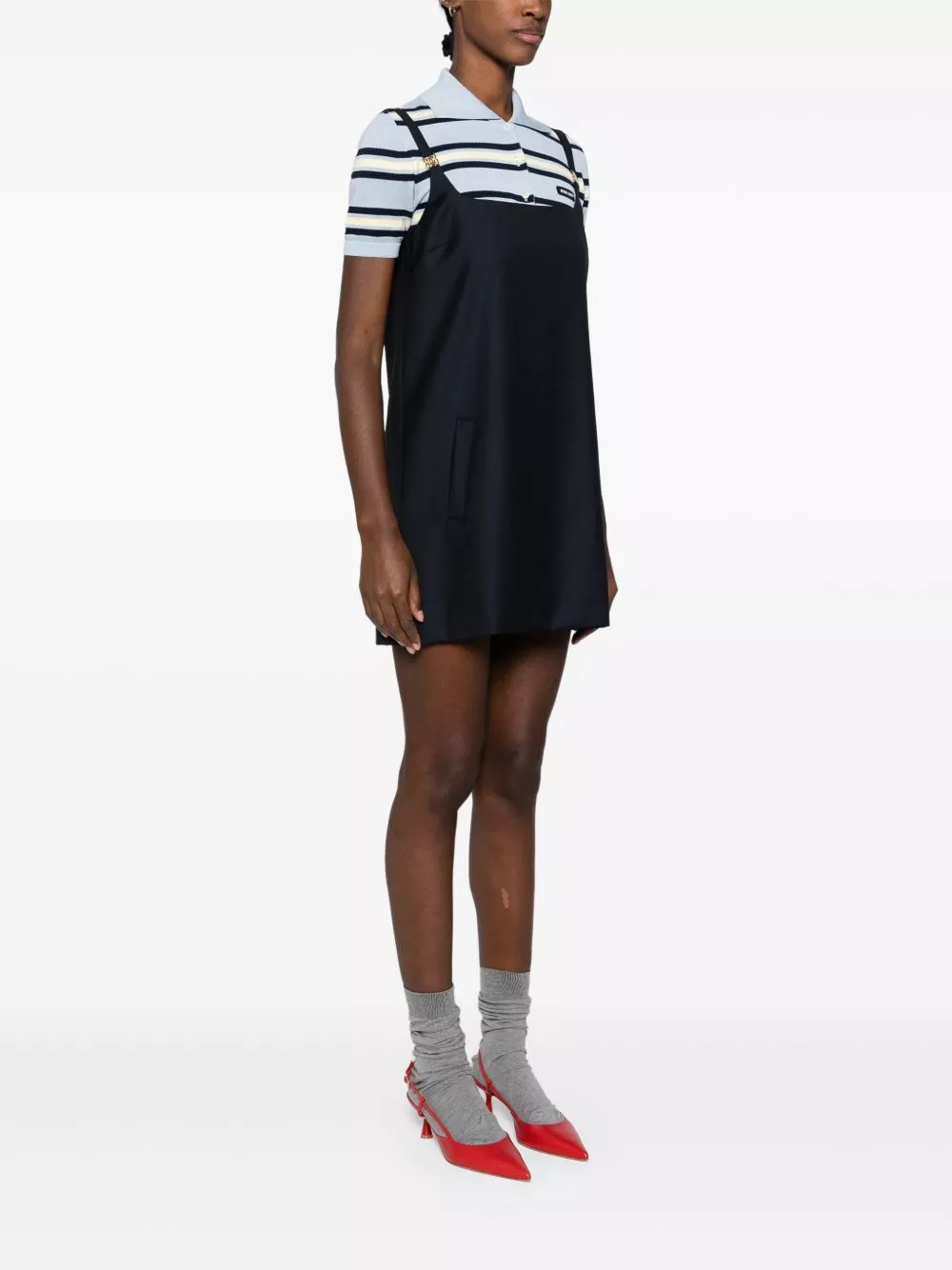 Rep Miu Miu logo-plaque virgin wool minidress Women 0122