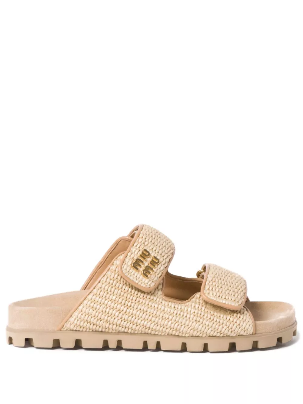 Fake Miu Miu touch-strap raffia sandals Women 0124