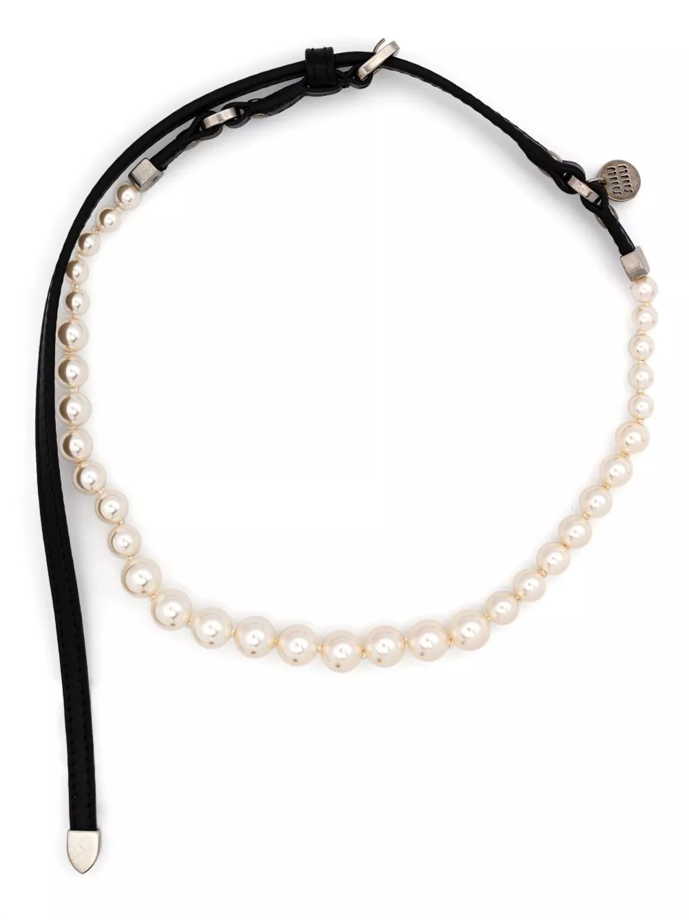 Fake Miu Miu beaded leather necklace Women 0131