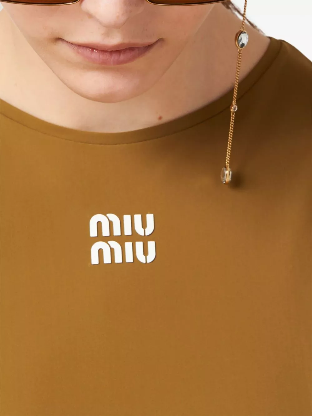 Rep Miu Miu logo-appliqued T-shirt Women 0122