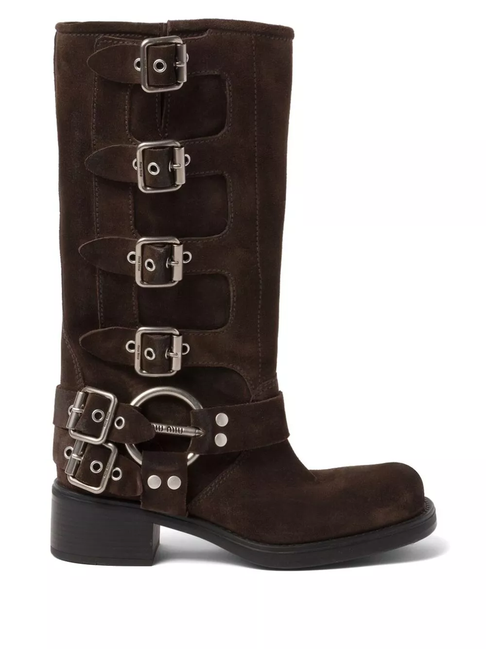 Affordable Miu Miu buckle-detail block-heel boots Women 0127