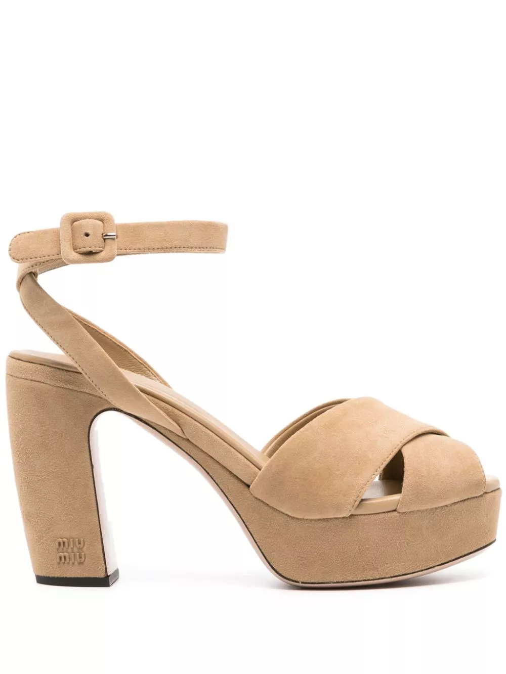 Affordable Miu Miu crossover suede platform sandals Women 0124