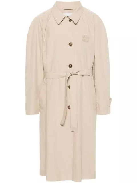 Miu Miu logo-applique long coat Men 0113