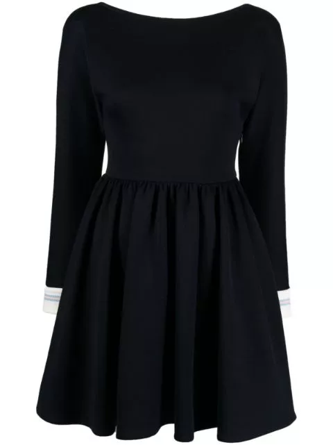 Rep Miu Miu ribbed-trim long sleeve dress Women 0129