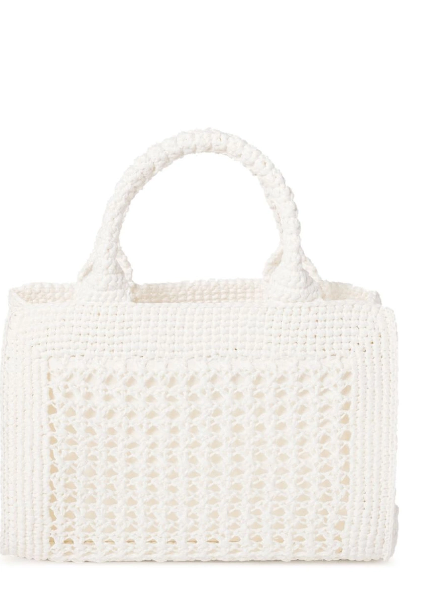 Rep logo-lettering bag Women Miu raffia tote Miu 0217