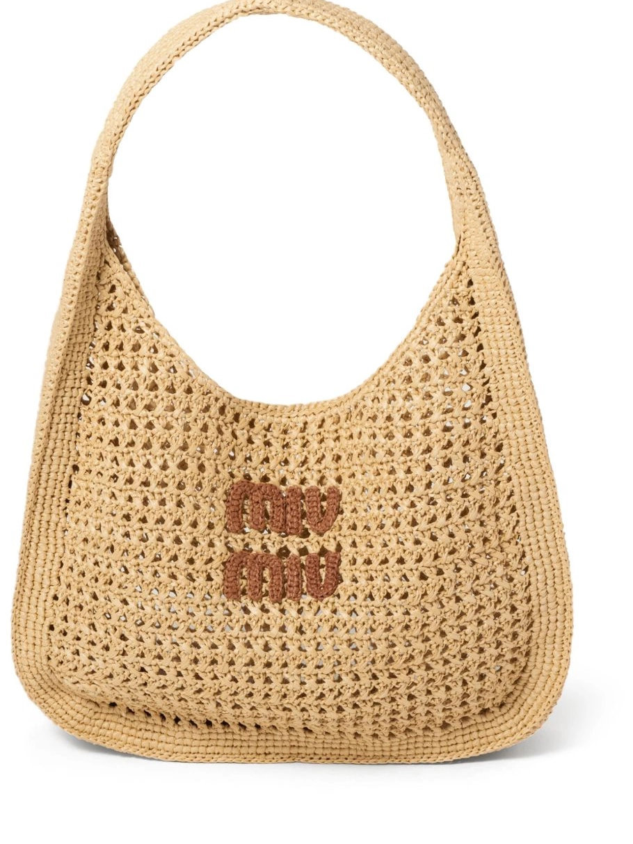 Cheap Miu Miu raffia logo-appliqued Women bag tote 0218