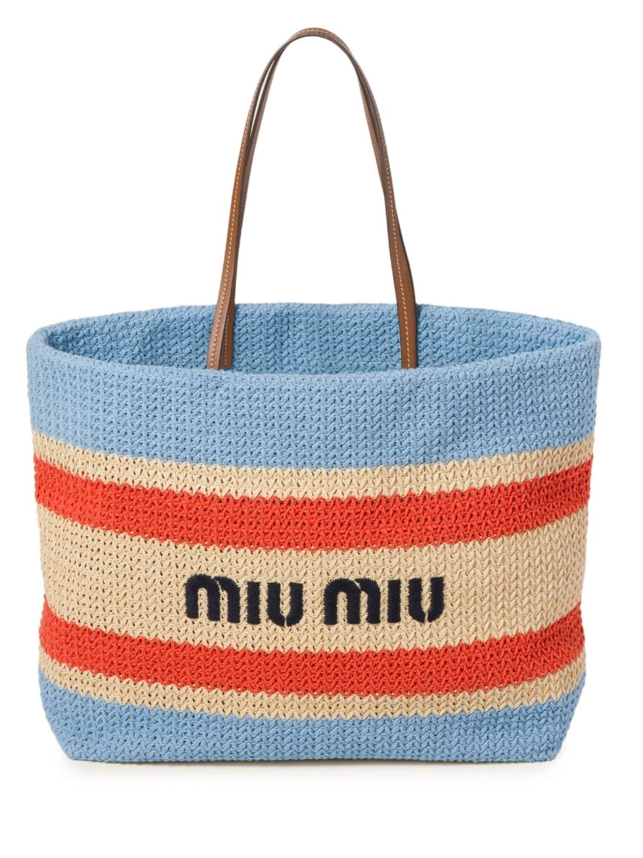 Fake Miu Women tote striped woven bag Miu 0214