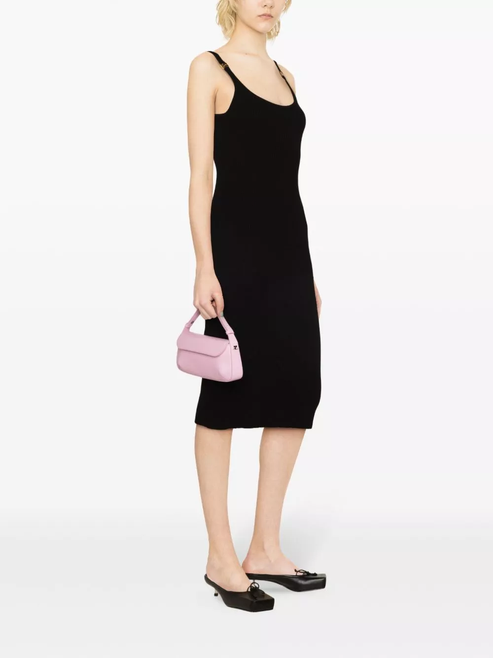 Affordable Miu Miu logo-plaque ribbed midi dress Women 0204