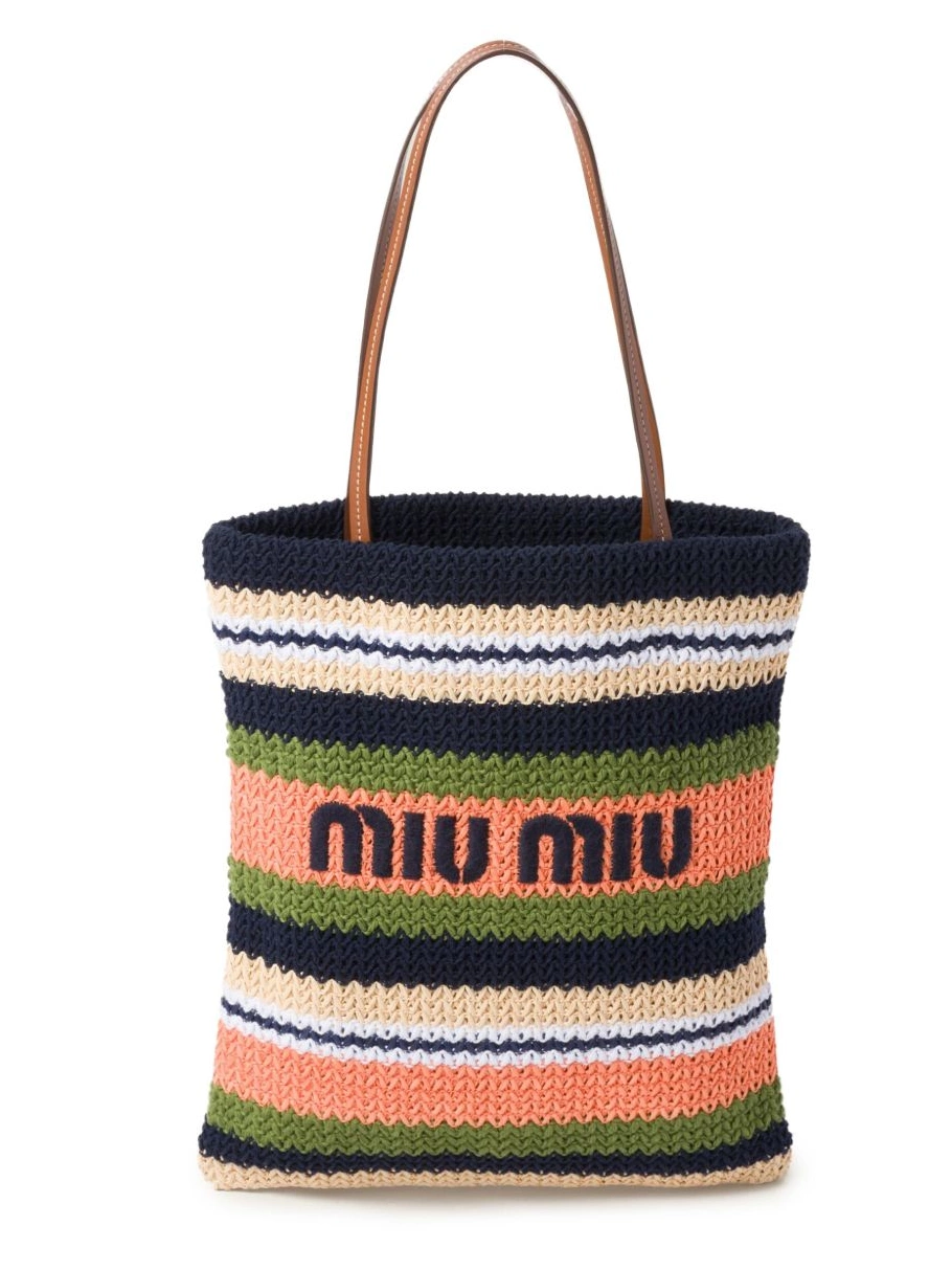 Affordable tote bag Women Miu striped crochet Miu 0222