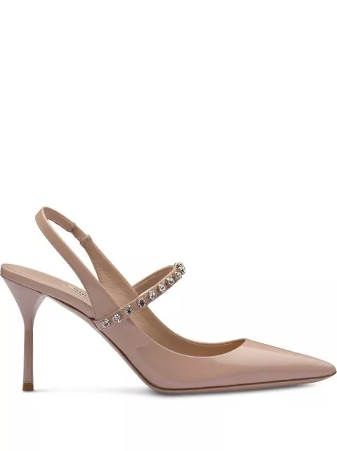 Fake Miu Miu crystal-embellished pumps Women 0201