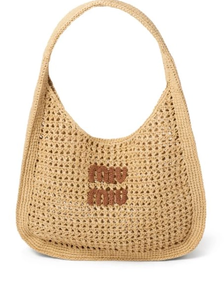 Cheap Miu Miu raffia logo-appliqued Women bag tote 0218