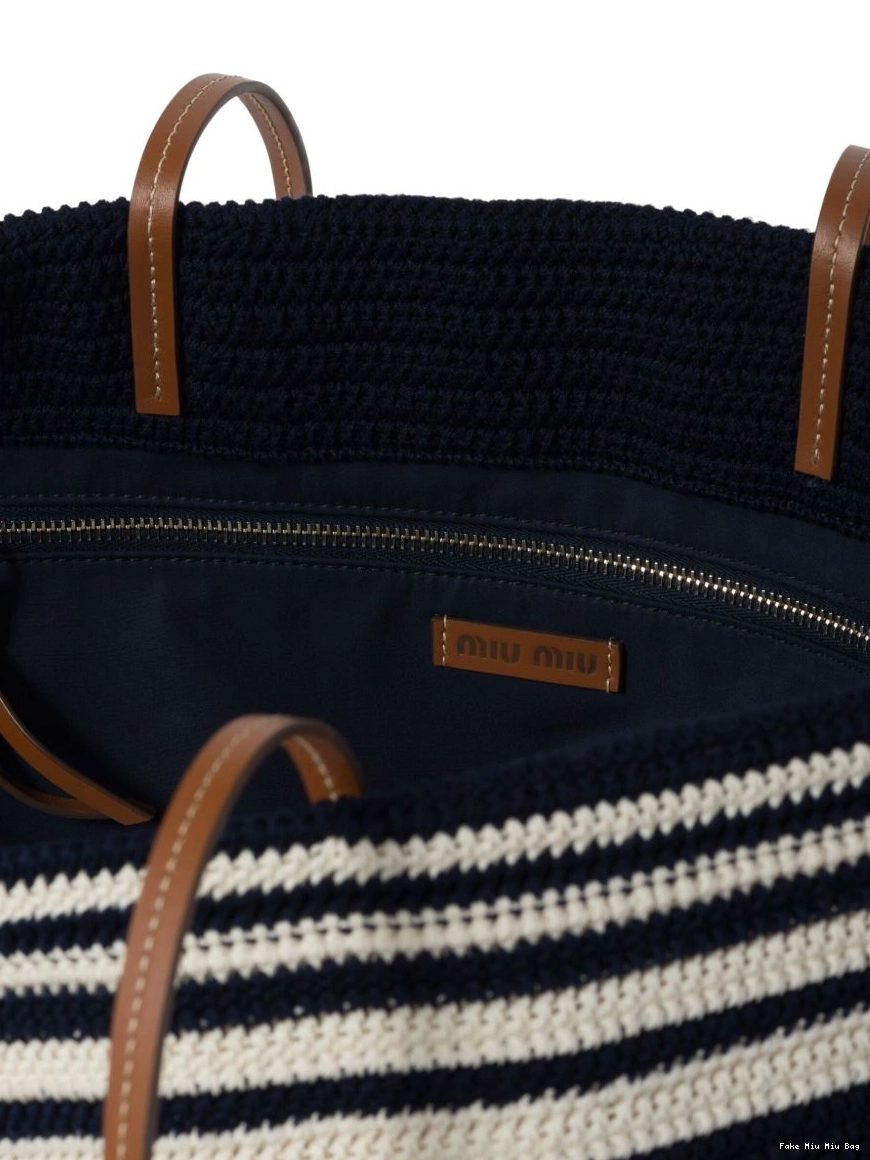 Affordable Miu Women bag Miu striped tote crochet-knit 0208