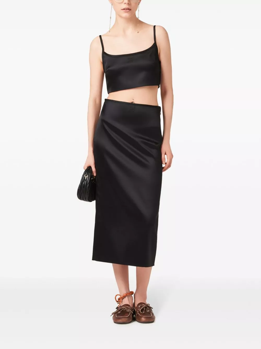 Rep Miu Miu high-waist midi silk skirt Women 0204