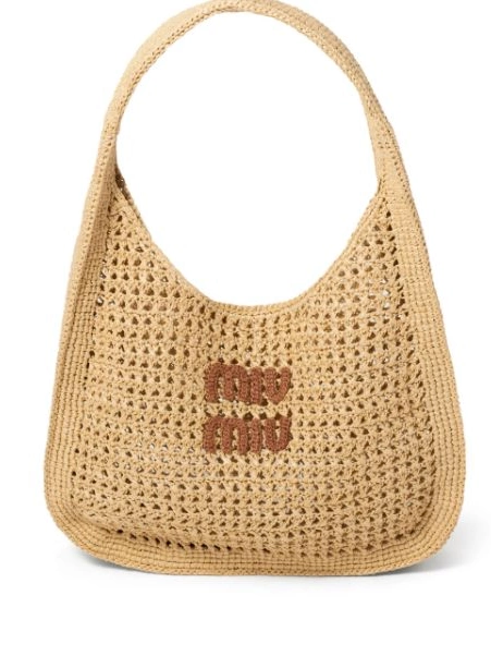 Cheap bag tote raffia Women logo-appliqued Miu Miu 0220