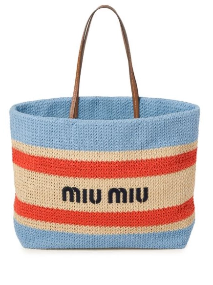 Fake Miu Women tote striped woven bag Miu 0214