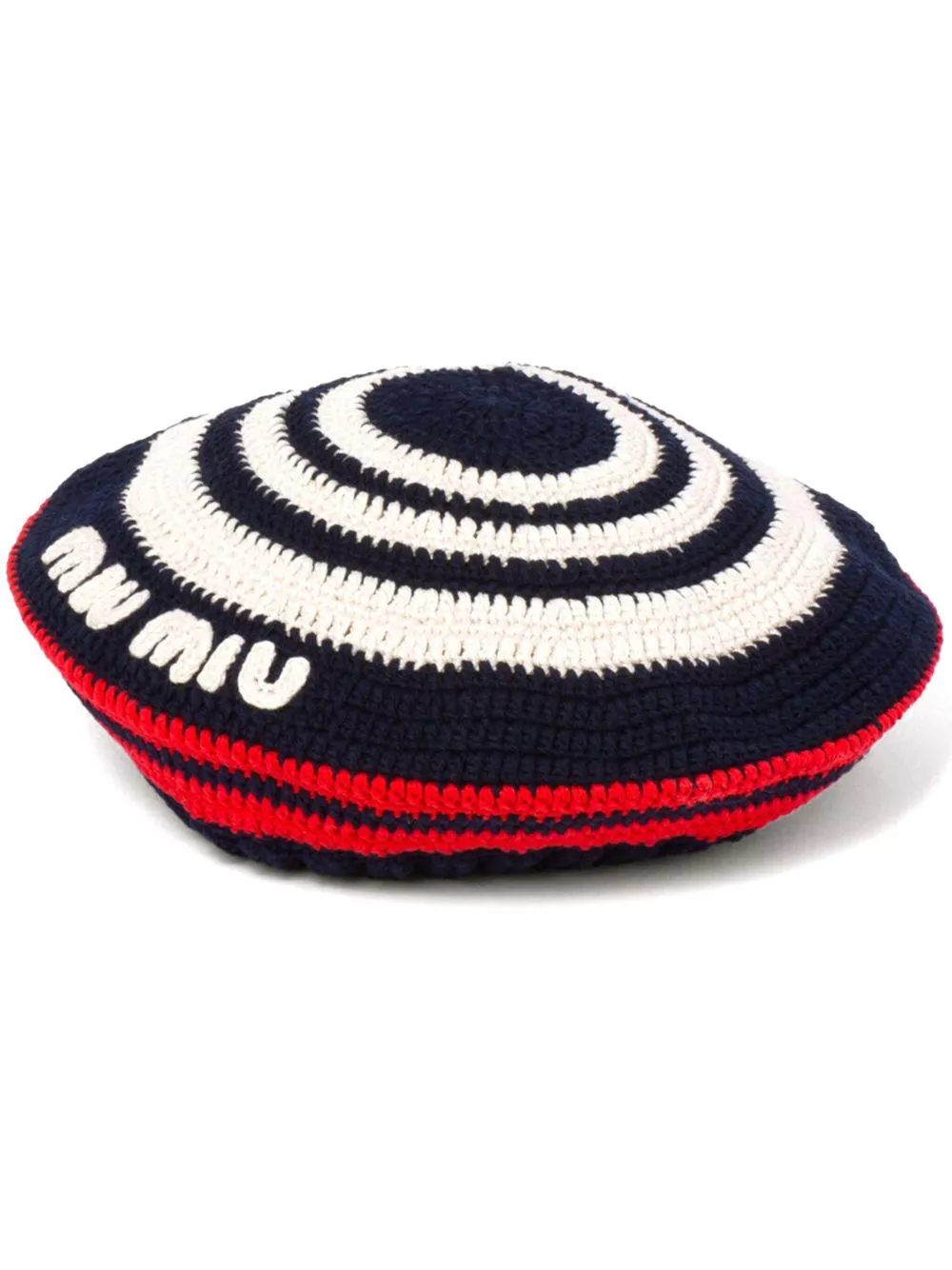 Affordable Miu Miu logo-applique crochet beret Women 0205