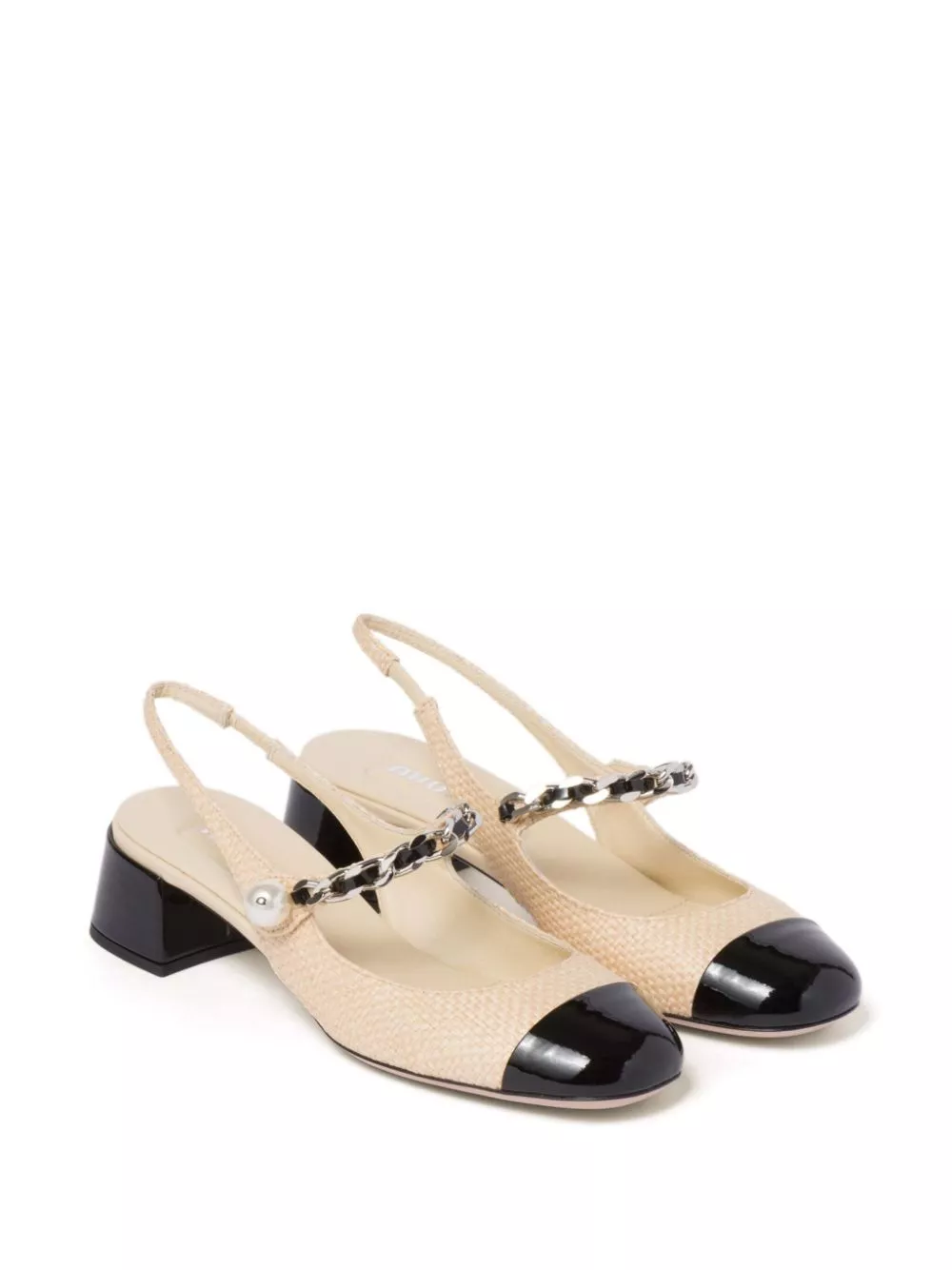 Rep Miu Miu 35mm pearl-embellished raffia pumps Women 0201