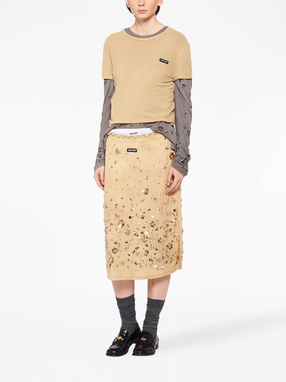 Rep Miu Miu sequin-embellished jersey dress Women 0204