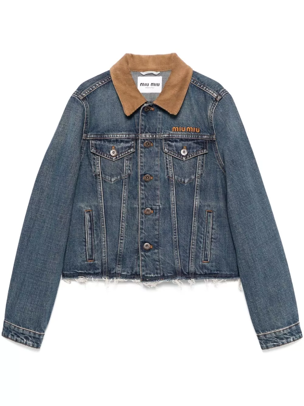 Cheap Miu Miu corduroy-collar denim jacket Women 0204