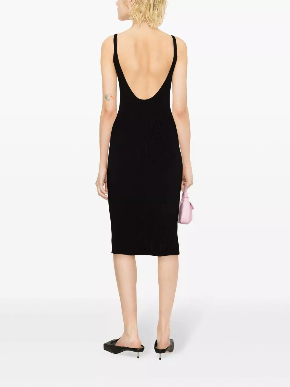 Affordable Miu Miu logo-plaque ribbed midi dress Women 0204