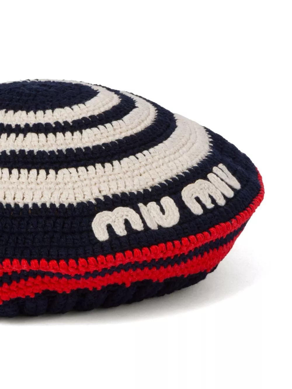 Affordable Miu Miu logo-applique crochet beret Women 0205