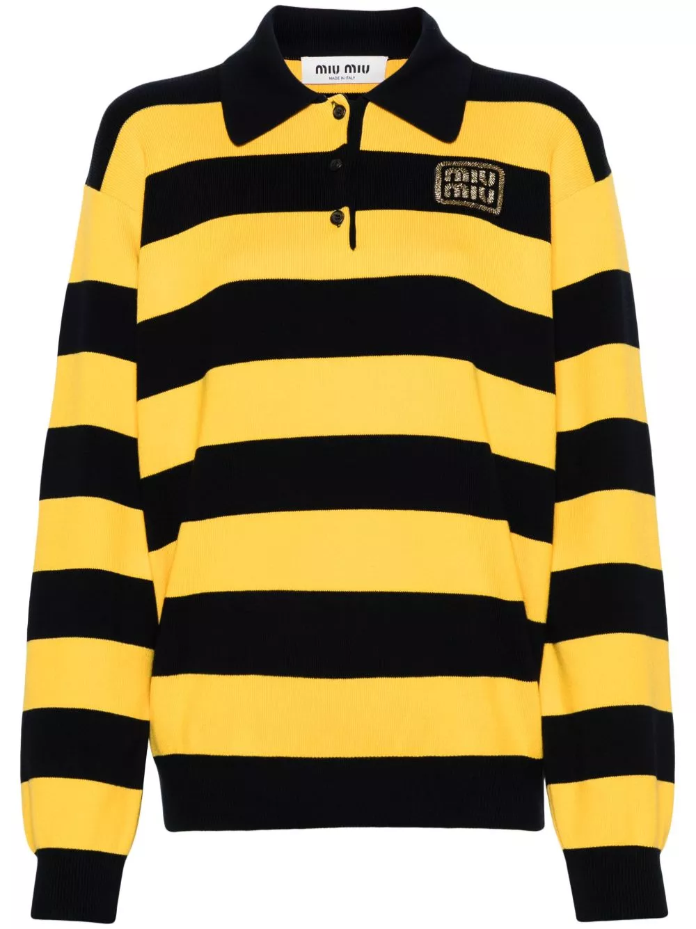 Rep Miu Miu loog-patch striped polo top Women 0204