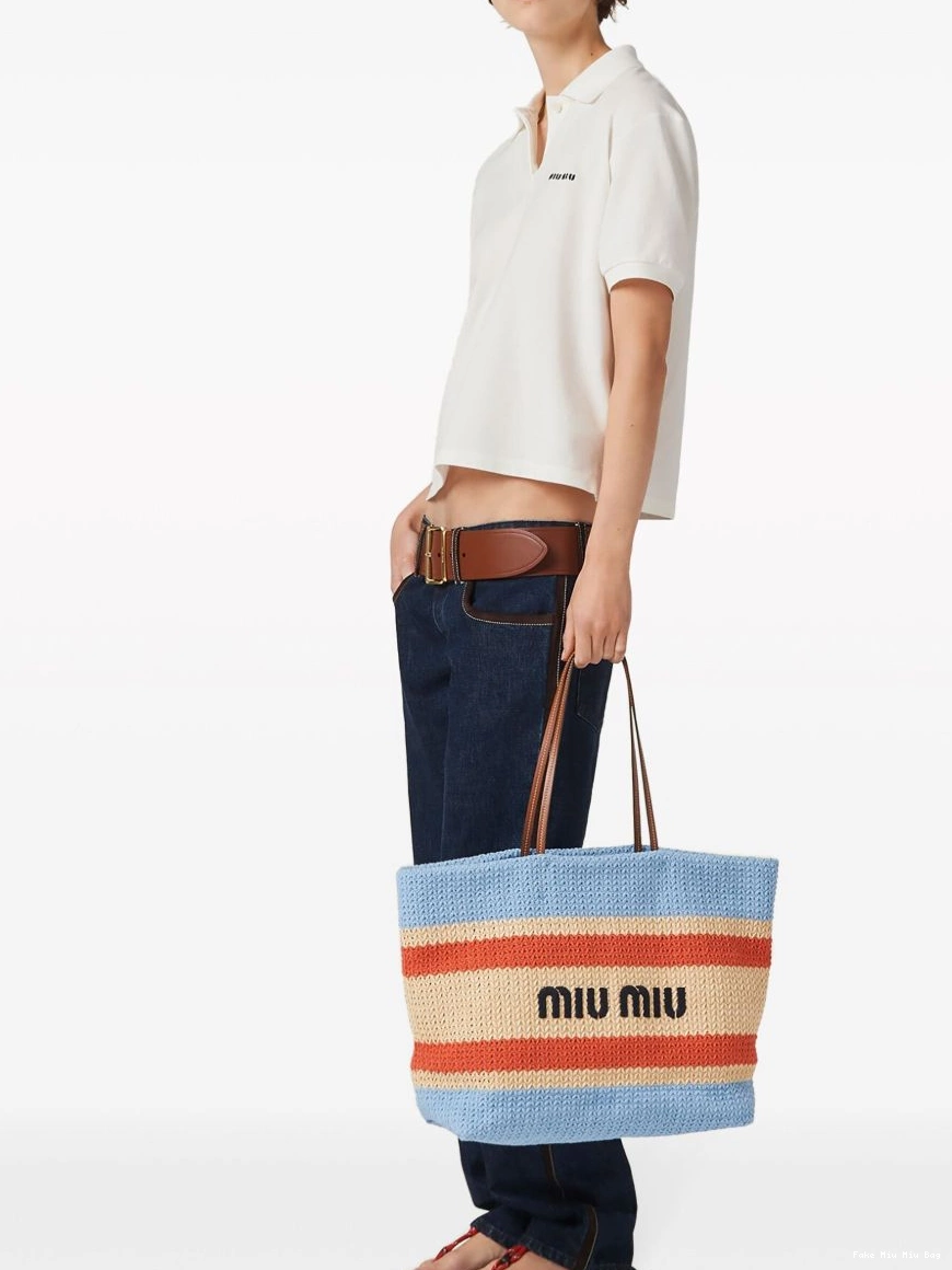 Rep woven Women tote Miu Miu bag striped 0209