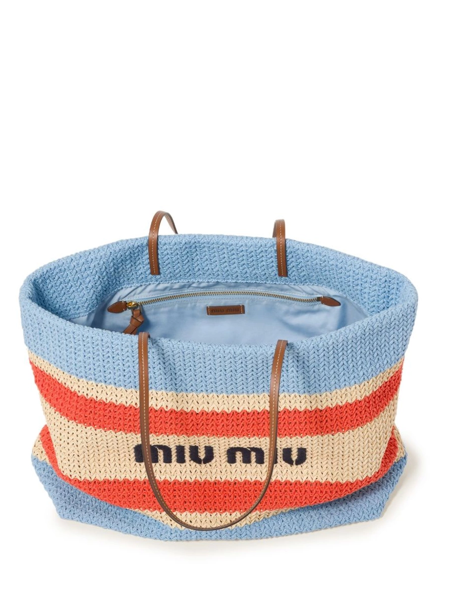 Fake Miu Women tote striped woven bag Miu 0214