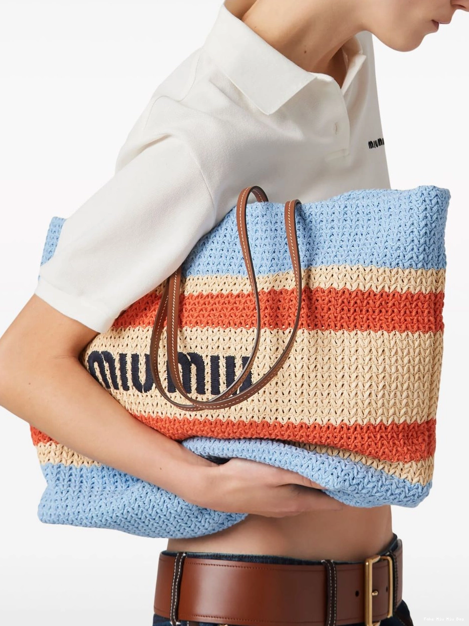 Rep woven Women tote Miu Miu bag striped 0209